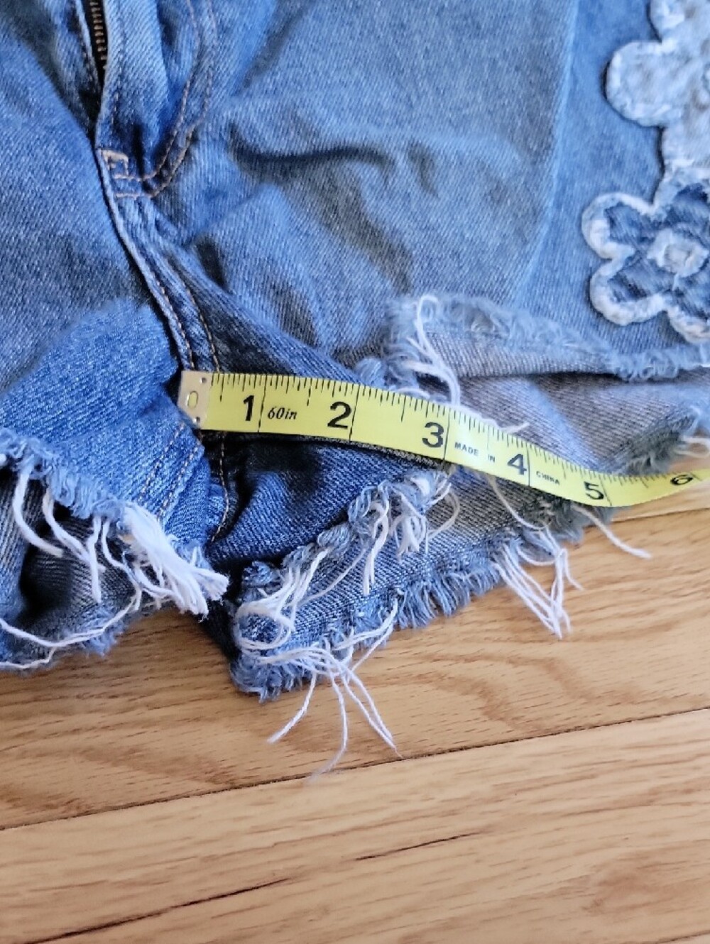Hollister Blue Denim Floral Appliqué Cutoff Shorts - Picture 3 of 5
